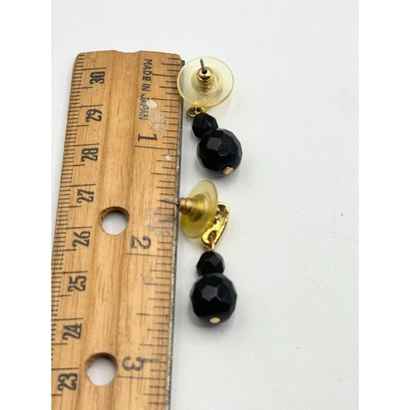Vintage black crystal dangle earrings - Picture 5 of 5